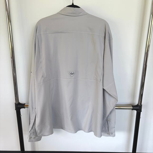 Columbia PFG Pro Fishing Gear Gray Vented Top Button Down Camping Shirt Mens XL - Picture 3 of 11